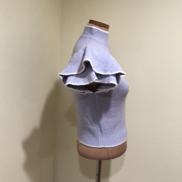 Vintage Sweater Size Small Pastel Purple Ruffle Flutter Sleeve - Picture 4 of 7